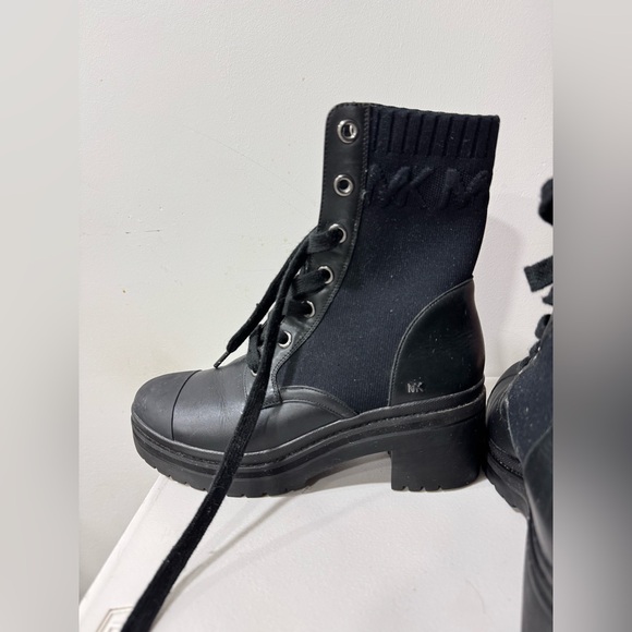 MK Brea Stretch-Knit and Leather Combat Boot-8 - Picture 5 of 7